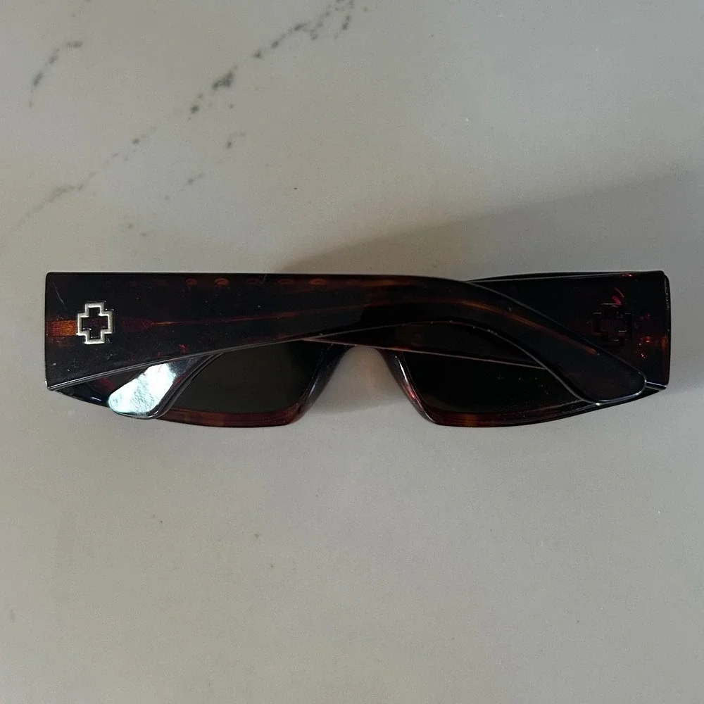 Spy Optic D5 Sunglasses Dark Tortoise Wrap Around Rectangular Made in Italy